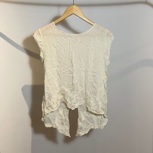 Sun & Shadow Open Back Lace Trim Top